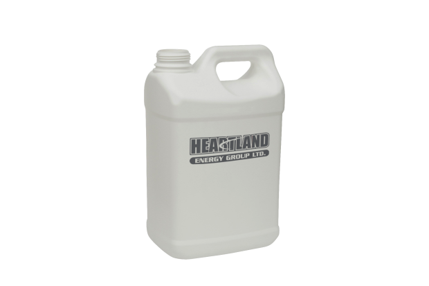 a white plastic bottle with a handle on a black background .