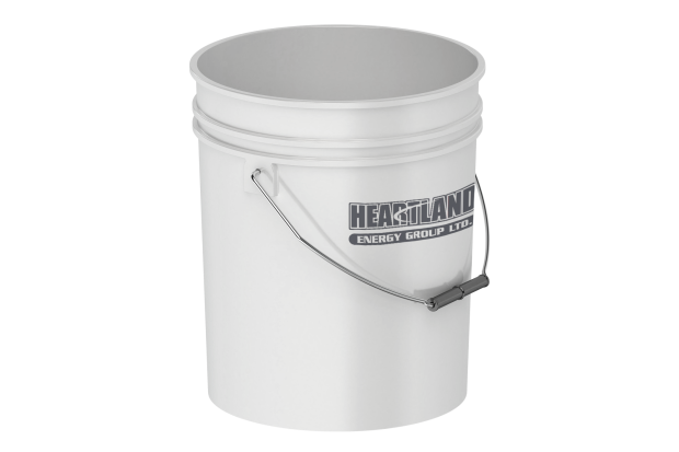 a white bucket that says heartland energy group ltd