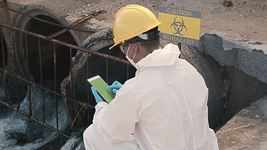 man sampling chemicals